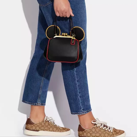 NWT COACH Disney Mickey Mouse X Keith Haring Kisslock Leather Bag Crossbody - Picture 10 of 12